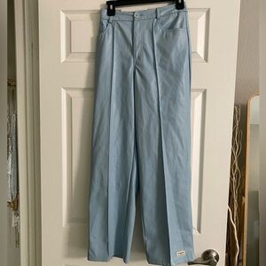 The giving movement blue pleather pants